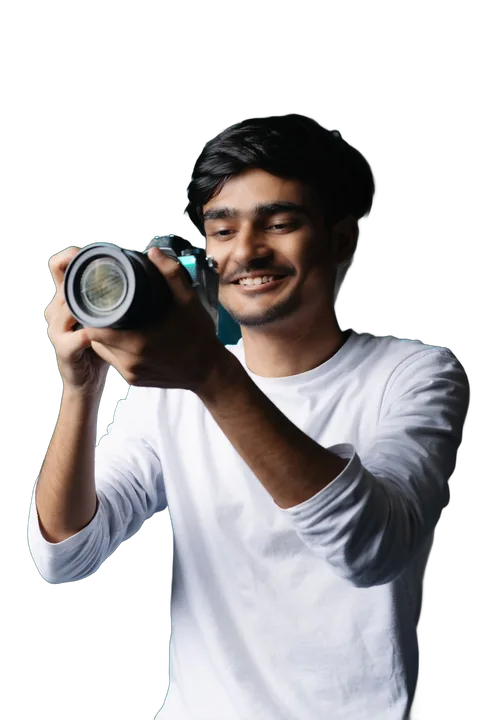 A smiling man with a camera