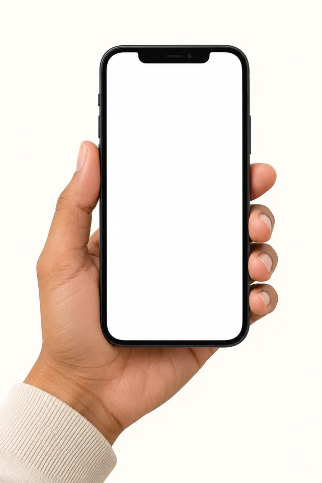 A hand holding a phone